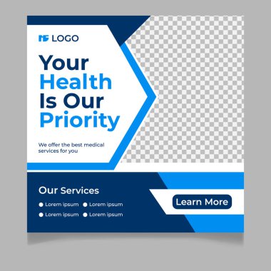 Sağlık hizmetleri sosyal medya şablonu