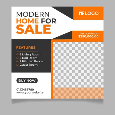 Modern home for sale social media post template