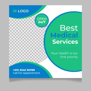 Sağlık hizmetleri sosyal medya şablonu