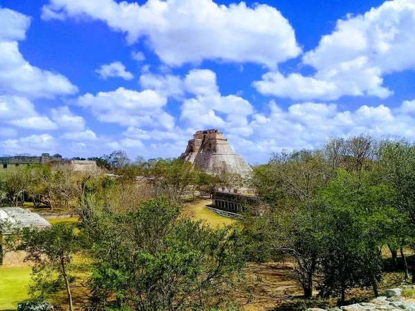 Piramide Uxmal Vista Del Templo Mitica Ciudad Maya — Foto Stock