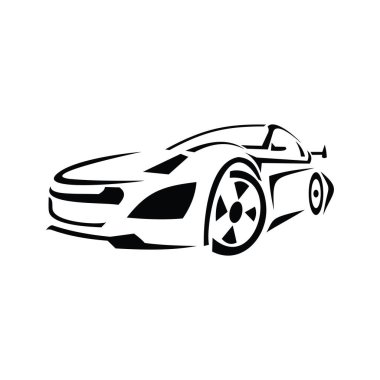 Araba Logosu, Vektör logosu, spor araba logoları, araba tamirhaneleri ve oto yıkama için.