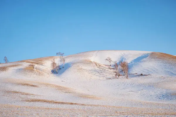 Geen Grote Berg Bedekt Met Sneeuw Winterlandschap — Stockfoto