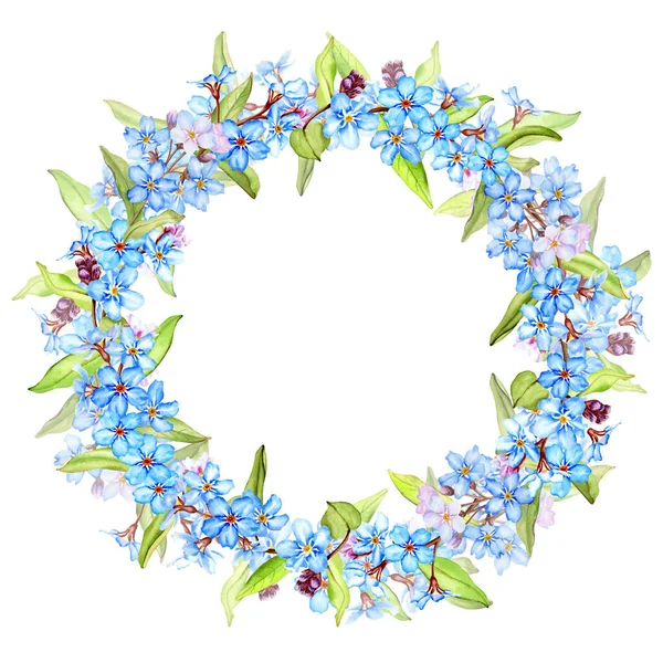 Forget Flowers Wreath Hand Drawing Watercolor Illustration Isolated White Background — Stock Fotó