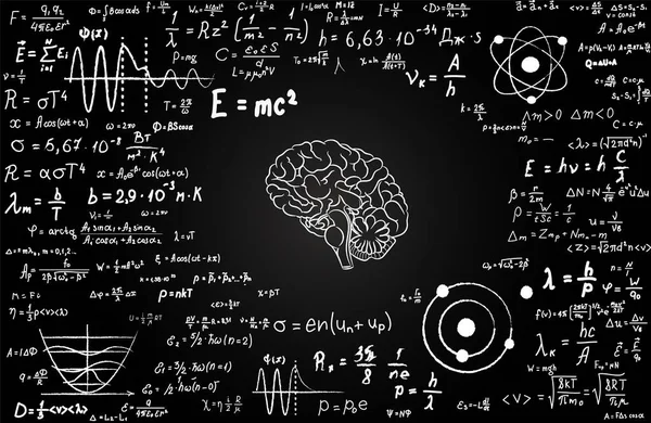 Pode Ilustrar Científico Genial Pensamento Ideias Mecânica Quântica Teoria Relatividade —  Vetores de Stock