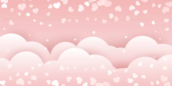 Bandeira Dia Dos Namorados Com Design Nuvens Corações — Vetor de Stock