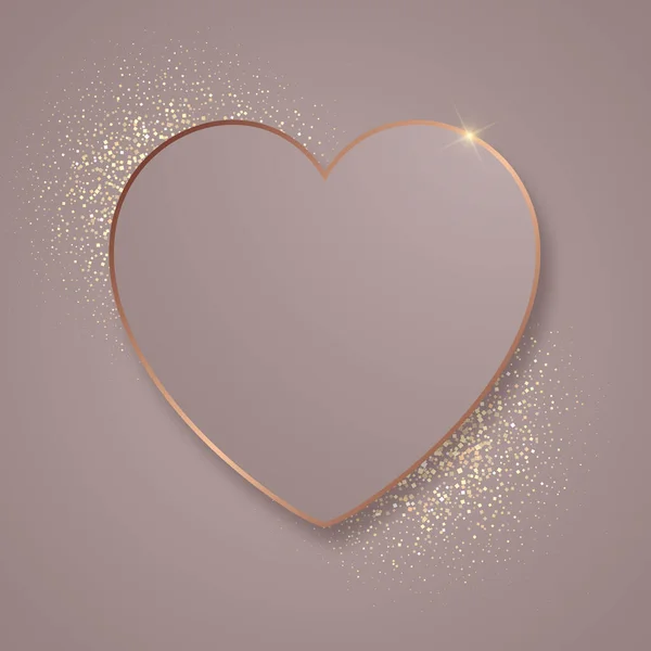 Elegant Heart Background Valentines Day Gold Glitter Design — Vetor de Stock