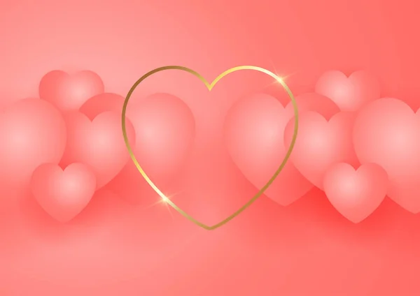 Valentines Day Background Golden Heart Design — Stock Vector