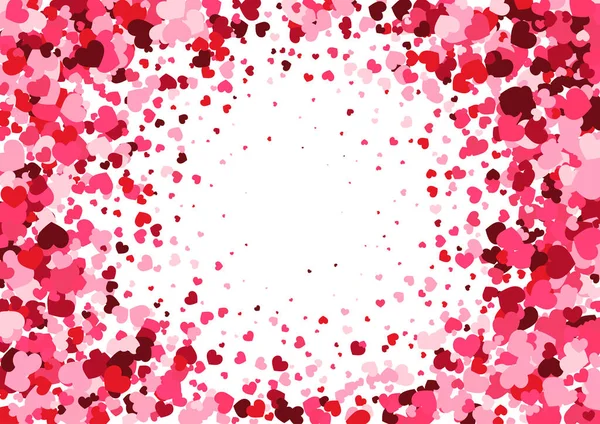 Valentines Day Background Pink Red Hearts Border — Vetor de Stock