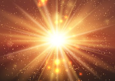 Parlak ışıkları olan bir güneş patlaması tasarımı ile soyut arkaplan
