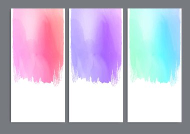 Ayrıntılı suluboya tasarımlı pankart koleksiyonu