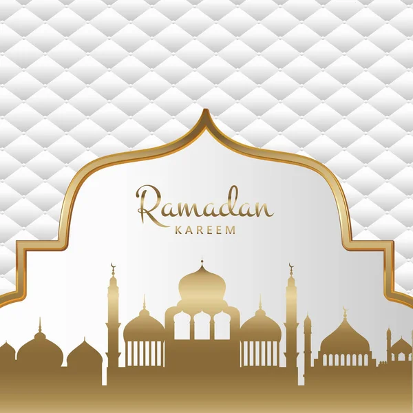 Oro Blanco Decorativo Ramadán Kareem Fondo — Vector de stock