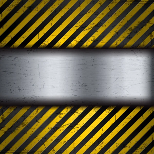 有黄色和黑色警告条纹 Grunge 金属背景 — 图库矢量图片