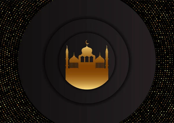 Resumen Ramadán Kareem Fondo Con Diseño Mezquita Oro — Vector de stock
