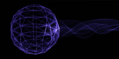 Plexus küresel tasarımı ve akışkan parçacıkları olan soyut bir pankart