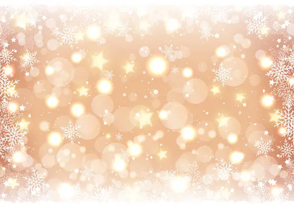 Goldene Weihnachten Hintergrund Von Bokeh Lichter Und Sterne — Stockvektor