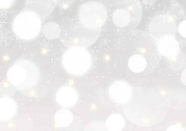 Weihnachten Hintergrund Mit Einem Silbernen Bokeh Lichter Und Schneeflocken Design — Stockvektor