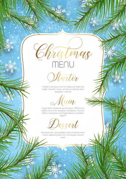 Fundo Menu Natal Com Galhos Árvore Xmas — Vetor de Stock