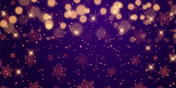 Christmas Banner Stars Bokeh Lights Design — Stock Vector