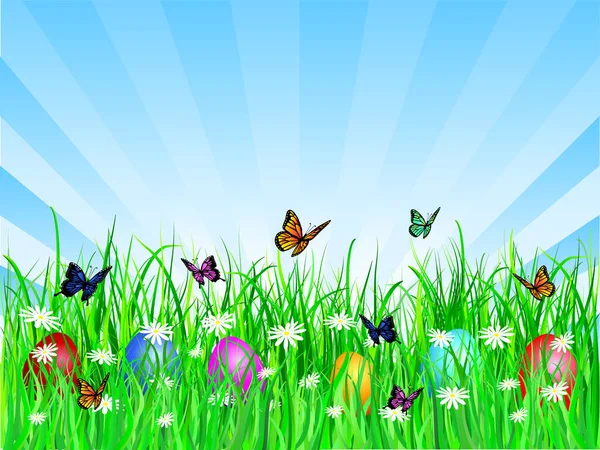 Huevos Pascua Mariposas — Vector de stock