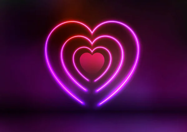 Valentines Day Background Neon Heart Design — Stock Vector