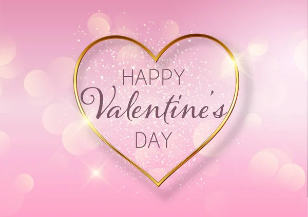 День Святого Валентина Золотим Малюнком Серця Боке Світло — стоковий вектор