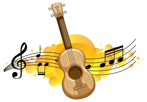Une Ukulélé Guitare Avec Des Symboles Mélodie Illustration Fond — Image vectorielle