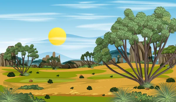 Afrikanische Waldlandschaft Hintergrund Illustration — Stockvektor