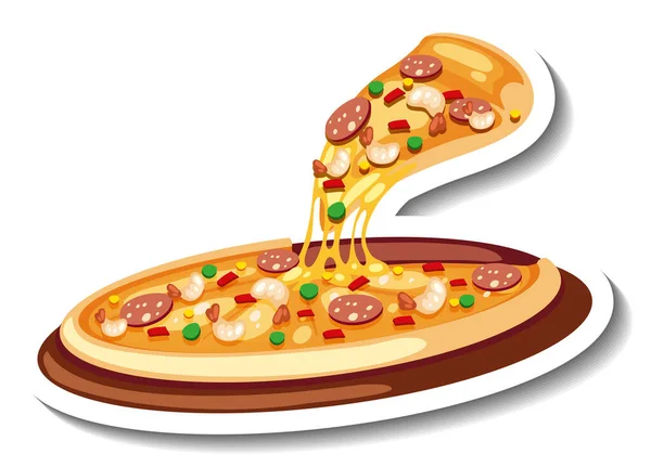 Szablon Naklejki Pizza Izolowane Ilustracji — Wektor stockowy
