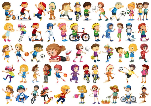 Set Children Character Illustration — Stock Vector