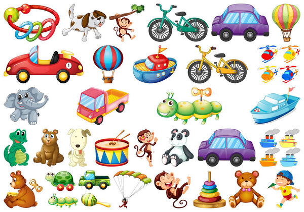 Набор различных иллюстраций игрушек
