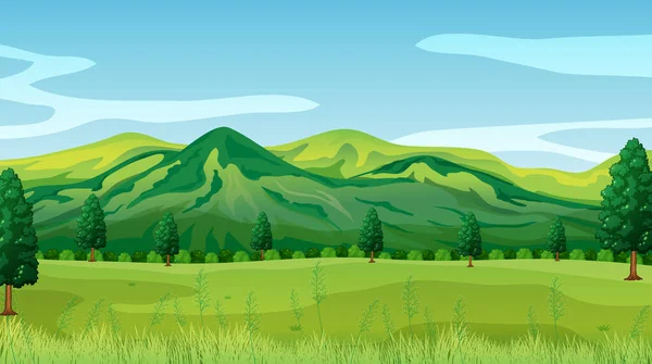 Una Natura Verde Paesaggio Illustrazione — Vettoriale Stock