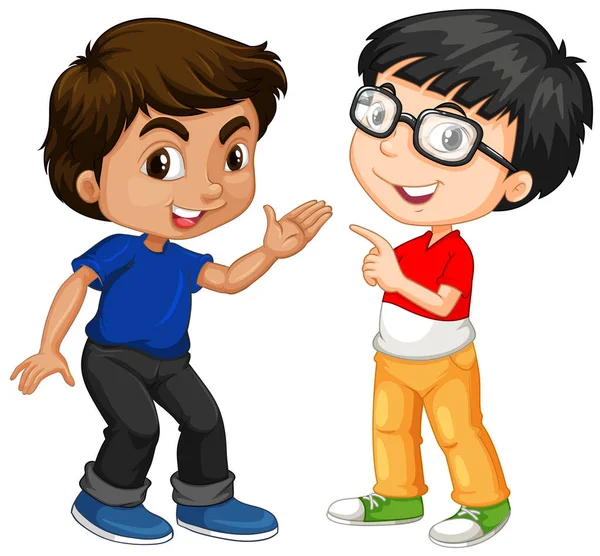 Zwei Jungenfiguren Mit Glücklichem Gesicht — Stockvektor
