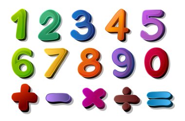 sayılar ve beyaz arka plan üzerinde matematik sembolleri çizimi