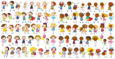 resimde farklı doodle kids