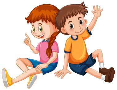 Birkaç çocuk çizgi film karakteri çizimi