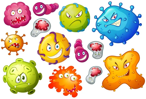 表情のある細菌図 — ストックベクタ
