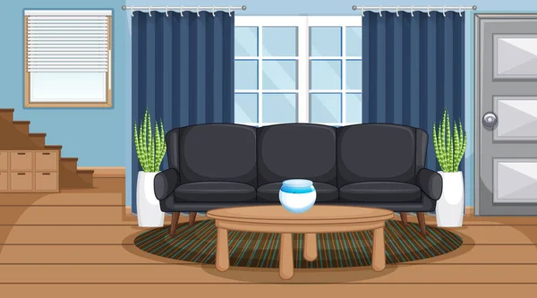 Oturma Odası Mekanı Mobilya Oturma Odası Dekorasyonu — Stok Vektör