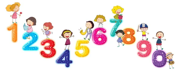 Contando Números Com Crianças Pequenas Ilustração — Vetor de Stock