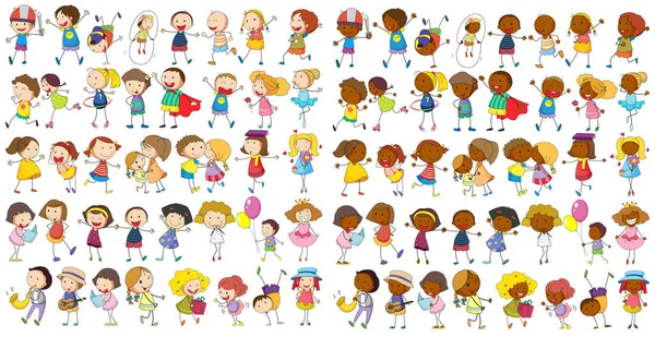Απεικόνιση Των Διαφορετικών Παιδιά Doodle Διάνυσμα Αρχείου