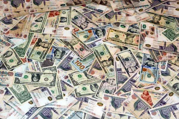 Háttér Nagy Mennyiségű Amerikai Pénz Bankjegyek Egyiptomi Pénz Számlák Különböző — Stock Fotó