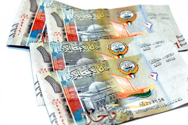 Przeciwnej Stronie Kwd Jeden Kuwejcki Dinar Banknoty Przedstawiają Wizerunek Wielkiego — Zdjęcie stockowe