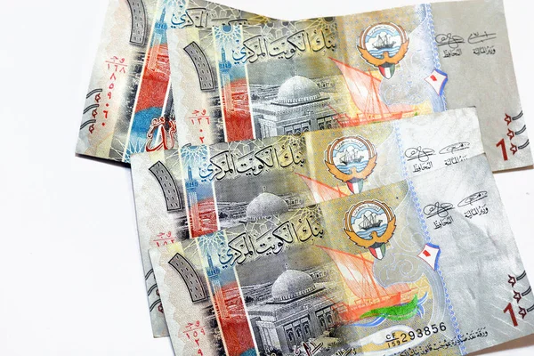 Przeciwnej Stronie Kwd Jeden Kuwejcki Dinar Banknoty Przedstawiają Wizerunek Wielkiego — Zdjęcie stockowe