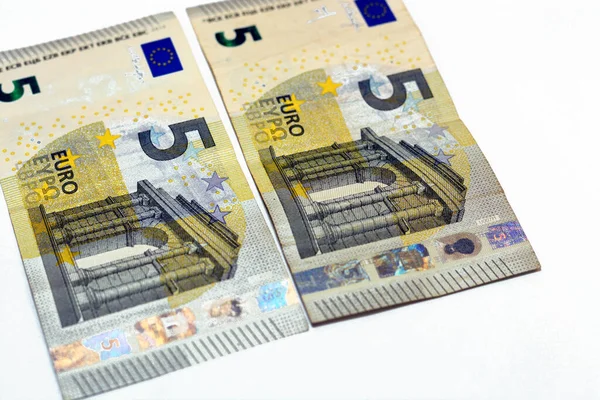 Обернена Сторона Банкнот Європарламенту Валюта Європейського Союзу Архітектурою Класичного Стилю — стокове фото
