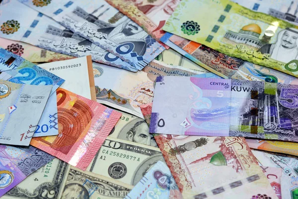 Hintergrund Der Geldscheine Aus Verschiedenen Ländern Der Welt Amerikanisches Dollargeld — Stockfoto