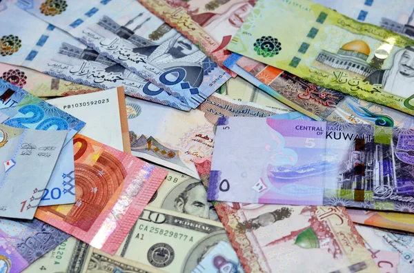 Hintergrund Der Geldscheine Aus Verschiedenen Ländern Der Welt Amerikanisches Dollargeld — Stockfoto