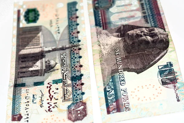 100 100 Mısırlı Banknot Seçici Odak Ters Tarafta Sultan Hasan — Stok fotoğraf