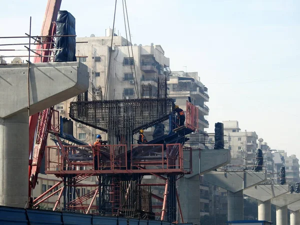 Egypt Jednokolejný Sloup Konstrukce Oceli Betonu Lešení Pro Výstavbu Kruhového — Stock fotografie
