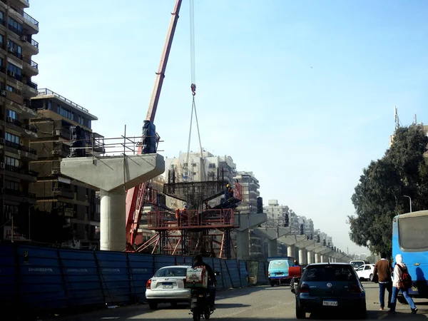 Egypt Jednokolejný Sloup Konstrukce Oceli Betonu Lešení Pro Výstavbu Kruhového — Stock fotografie
