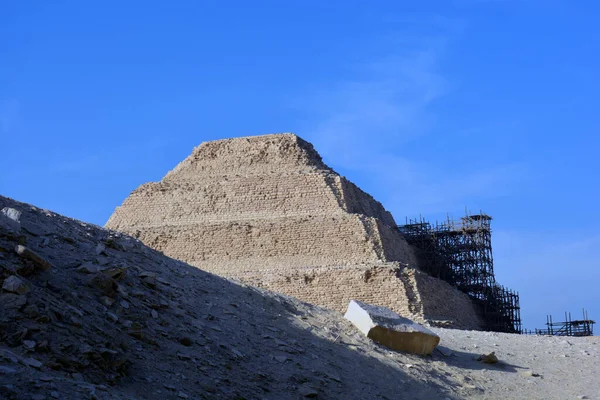 Pirámide Djoser Djeser Zoser Pirámide Paso Sitio Arqueológico Necrópolis Saqqara —  Fotos de Stock