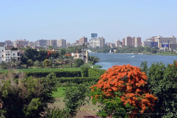 靠近开罗的吉萨埃及尼罗河的达哈布岛 被尼罗河包围着 — 图库照片